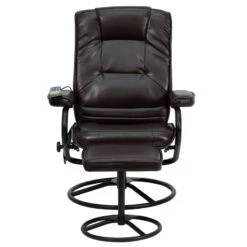 Massaging Brown Leather Recliner And Ottoman With Metal Bases - By Flash Furniture - Madison Seating -Furniture Sales Store Massaging Brown Leather Recliner and Ottoman with Metal Bases by Flash Furniture 3