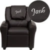 Personalized Brown Leather Kids Recliner With Cup Holder And Headrest - By Flash Furniture - Madison Seating -Furniture Sales Store Personalized Brown Leather Kids Recliner with Cup Holder and Headrest by Flash Furniture