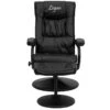 Personalized Contemporary Black Leather Recliner And Ottoman With Leather Wrapped Base - By Flash Furniture - Madison Seating -Furniture Sales Store Personalized Contemporary Black Leather Recliner and Ottoman with Leather Wrapped Base by Flash Furniture