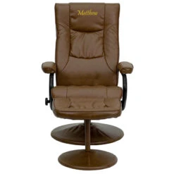 Personalized Contemporary Palimino Leather Recliner And Ottoman With Leather Wrapped Base - By Flash Furniture - Madison Seating
