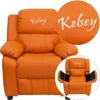 Personalized Deluxe Padded Orange Vinyl Kids Recliner With Storage Arms - By Flash Furniture - Madison Seating -Furniture Sales Store Personalized Deluxe Padded Orange Vinyl Kids Recliner with Storage Arms by Flash Furniture 3