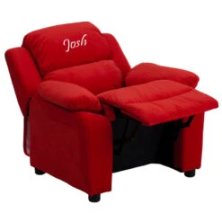 Personalized Deluxe Padded Red Microfiber Kids Recliner With Storage Arms - By Flash Furniture - Madison Seating -Furniture Sales Store Personalized Deluxe Padded Red Microfiber Kids Recliner with Storage Arms by Flash Furniture 2