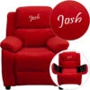 Personalized Deluxe Padded Red Microfiber Kids Recliner With Storage Arms - By Flash Furniture - Madison Seating -Furniture Sales Store Personalized Deluxe Padded Red Microfiber Kids Recliner with Storage Arms by Flash Furniture 3