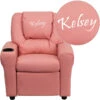 Personalized Pink Vinyl Kids Recliner With Cup Holder And Headrest - By Flash Furniture - Madison Seating -Furniture Sales Store Personalized Pink Vinyl Kids Recliner with Cup Holder and Headrest by Flash Furniture 1