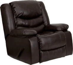 Plush Brown Leather Lever Rocker Recliner With Padded Arms - By Flash Furniture - Madison Seating