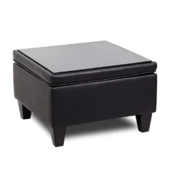 Reception Ottoman With Black LeatherPlus Upholstery By Boss Office Products - Madison Seating