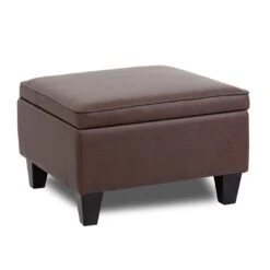 Reception Ottoman With Bomber Brown LeatherPlus Upholstery By Boss Office Products - Madison Seating