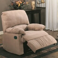 Recliner With Light Brown Microfiber Upholstery - With Glider By Coaster Fine Furniture - Madison Seating