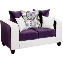 Riverstone Implosion Purple Velvet Loveseat - By Flash Furniture - Madison Seating