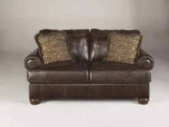 Signature Design By Ashley Axiom Walnut Loveseat - Madison Seating