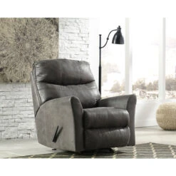 Signature Design By Ashley Tullos Rocker Recliner In Slate Faux Leather - By Flash Furniture - Madison Seating