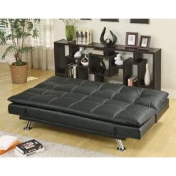 Sofa Bed With Black Leather-Like Vinyl Upholstery By Coaster Fine Furniture - Madison Seating -Furniture Sales Store Sofa Bed with Black Leather Like Vinyl Upholstery by Coaster Fine Furniture 1
