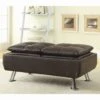 Storage Ottoman With Brown Leatherette Upholstery By Coaster Fine Furniture - Madison Seating -Furniture Sales Store Storage Ottoman with Brown Leatherette Upholstery by Coaster Fine Furniture