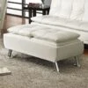 Storage Ottoman With White Leather-Like Vinyl Upholstery By Coaster Fine Furniture - Madison Seating 2 Storage Ottoman With White Leather-Like Vinyl Upholstery By Coaster Fine Furniture - Madison Seating -Furniture Sales Store Storage Ottoman with White Leather Like Vinyl Upholstery by Coaster Fine Furniture