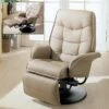 Swivel Chair Recliner With Beige Leatherette Upholstery By Coaster Fine Furniture - Madison Seating -Furniture Sales Store Swivel Chair Recliner with Beige Leatherette Upholstery by Coaster Fine Furniture