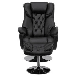Transitional Black Leather Recliner And Ottoman With Chrome Base - By Flash Furniture - Madison Seating -Furniture Sales Store Transitional Black Leather Recliner and Ottoman with Chrome Base by Flash Furniture 3